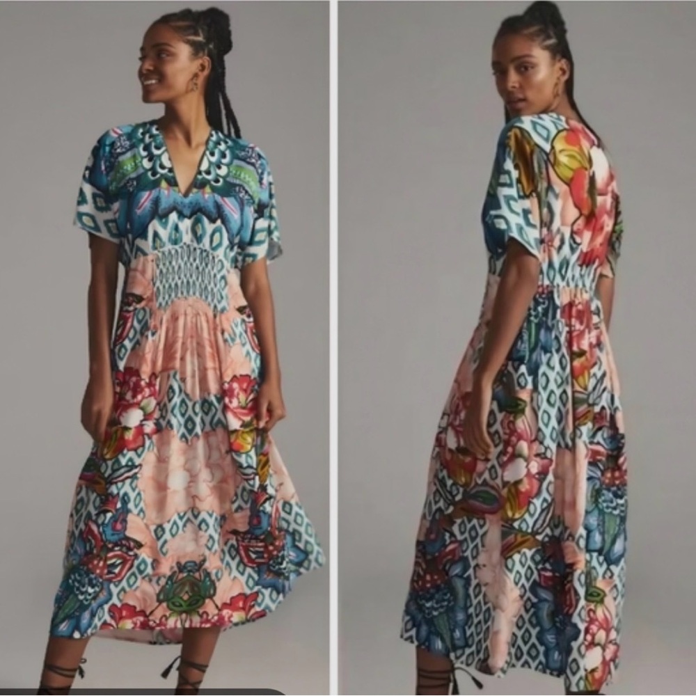 Anthropologie Blank London Tatiana Kaftan Bold Colorful Patterned One Size